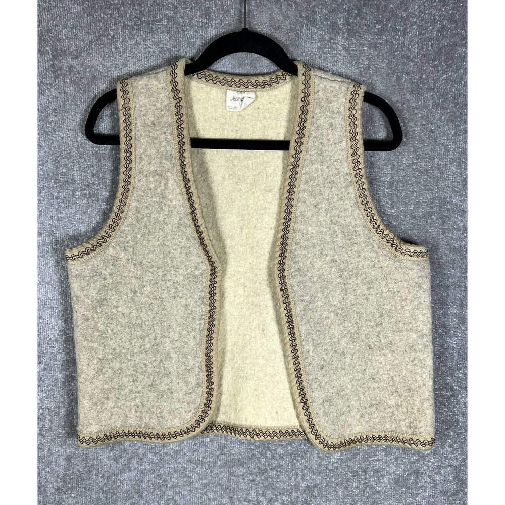 Monarca‎ Wool Blend Sleeveless Western Riding Rodeo Vest Womens Large Tan Cream